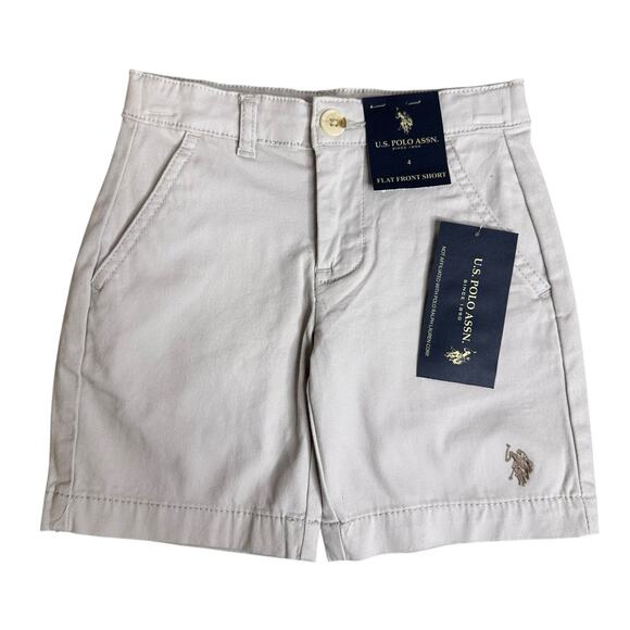 U.S. Polo Assn Flat Front Stone Twill Hartford Short Boys Size 4 Shorts Pockets - Picture 1 of 7